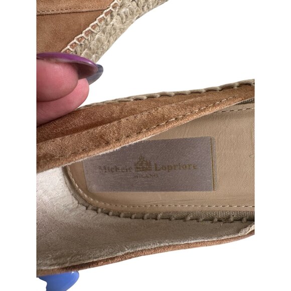 MICHELE LOPRIORE Tan Suede Espadrille Ankle Strap Flats Size 38 - Picture 7 of 10
